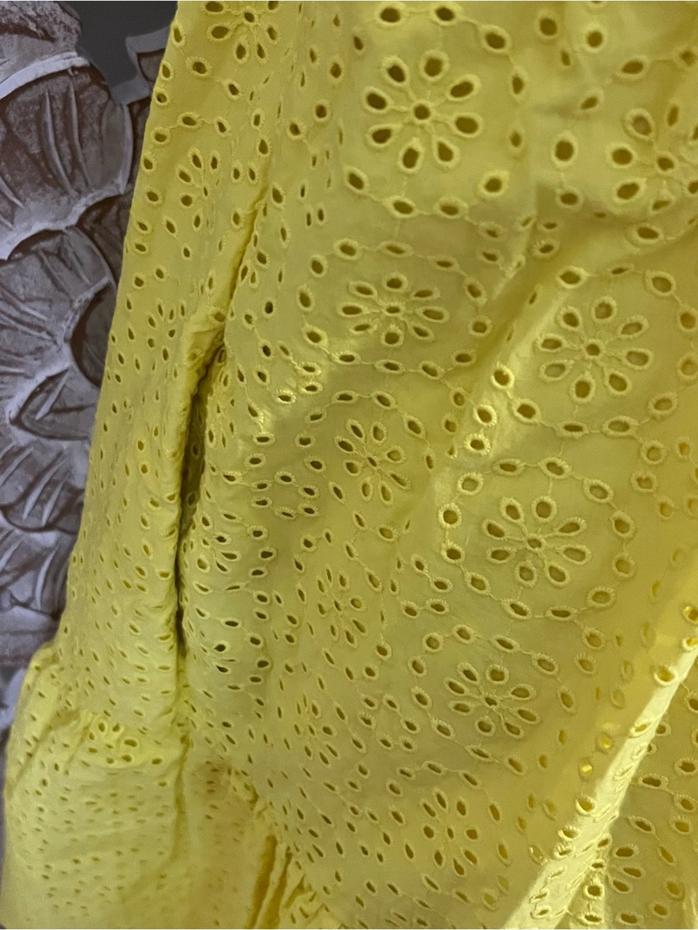 Lilly Pulitzer Yellow Eyelet Ruffle Smocked w Pockets Cotton Sundress Sz 2 - Picture 6 of 8